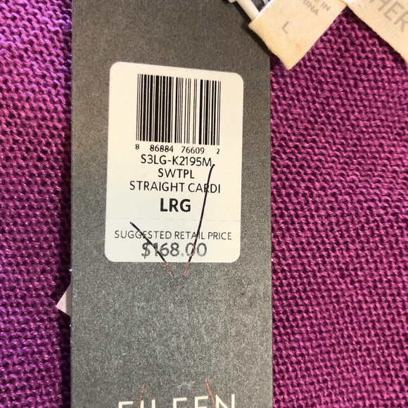 Eileen Fisher L Purple Open Cardigan Linen - Picture 7 of 7